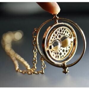 Time Turner Necklace Gold 360 Hourglass Pendant Inspired Harry Potter Hermione